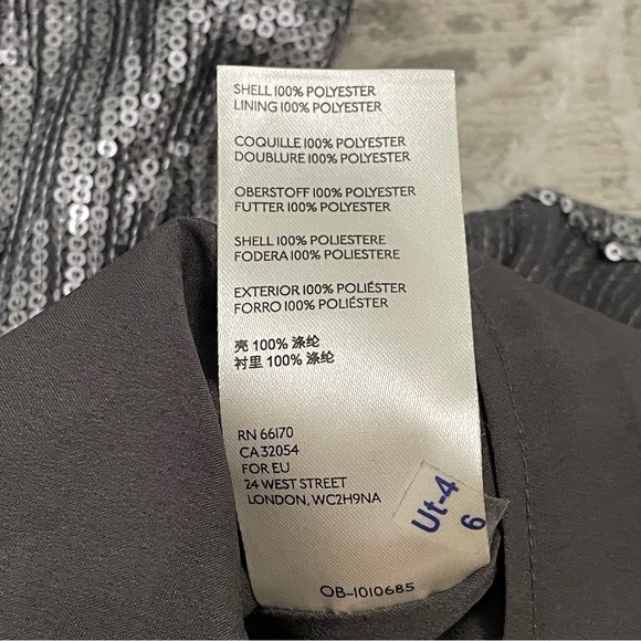 ANTHROPOLOGIE‎ Sequin Embellished Amelie Peplum Cami Top Size 10 Glam Silver - Picture 7 of 14